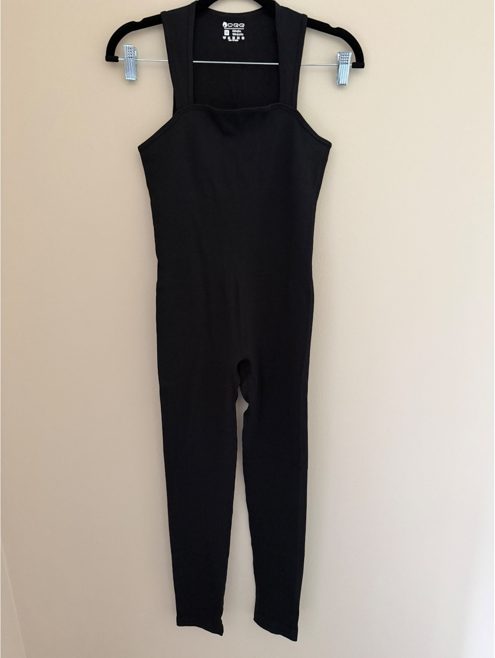 M OQQ jumpsuit, black ribbed, new